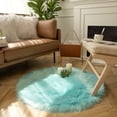 thumbnail image 1 of Phantoscope Faux Fur Area Rug, Fluffy Turquoise Shag Carpet, Ultra Soft Machine Washable Indoor Area Rug, 3' x 3', Round for Living Room, Bedroom, Nursery & Kids Room, 1 of 5