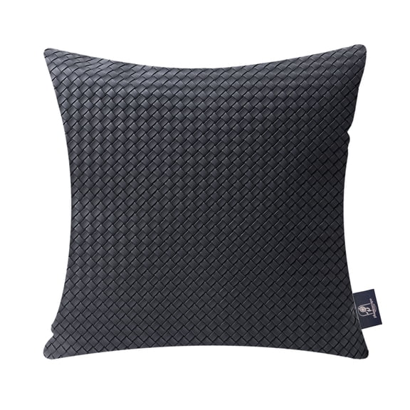 Phantoscope Faux Leather Woven Throw Pillows, Modern Farmhouse Decorative Accent Pillows, Dark Gray, 20 x 20 in, Set of 2