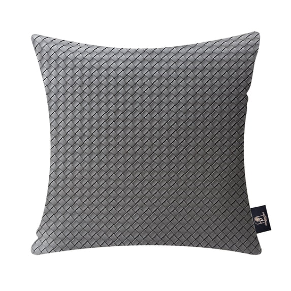 Phantoscope Faux Leather Woven Throw Pillows, Modern Farmhouse Decorative Accent Pillows, Light Gray, 18 x 18 in, Set of 2
