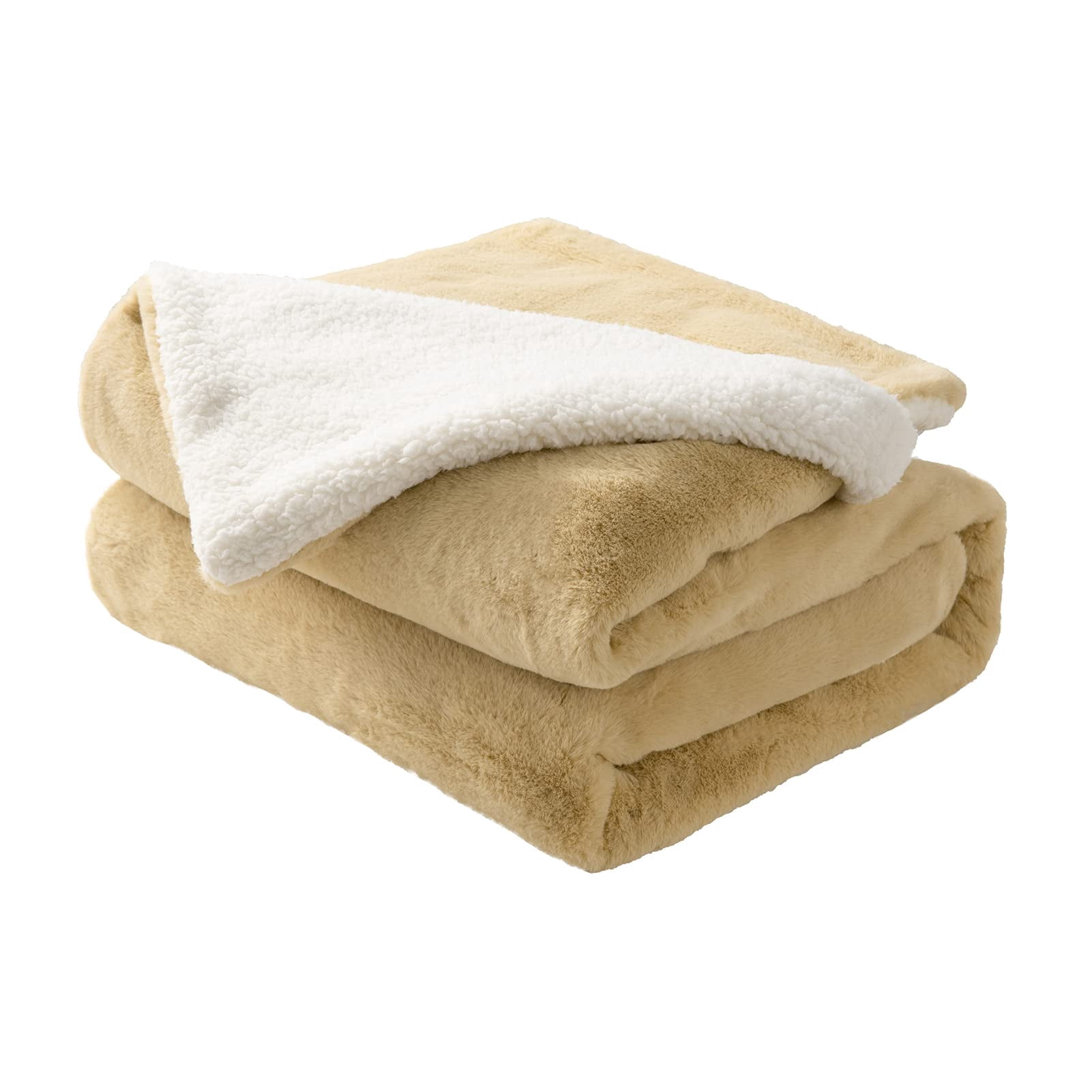 Phantoscope Faux Rabbit Fur Fleece Throw Blanket, Ultra Soft Warm Blanket for Couch and Bed, Beige, 50 x 60 in