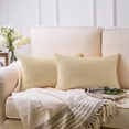thumbnail image 1 of Phantoscope Pillow Covers Set of 2, 12x20 inch, Corduroy Velvet, Beige, Decorative Couch Cushion Covers, 1 of 5