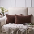 thumbnail image 1 of Phantoscope Pillow Covers Set of 2, 12x20 inch, Corduroy Velvet, Dark Brown, Decorative Couch Cushion Covers, 1 of 6