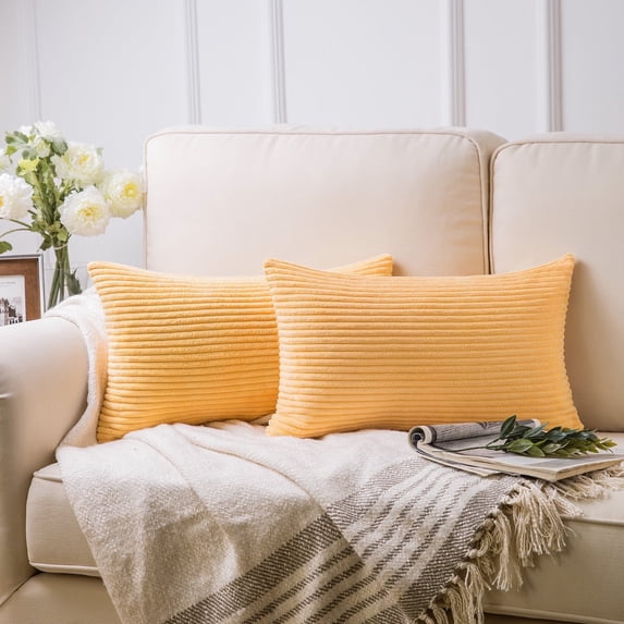 Phantoscope Corduroy Velvet Pillow Covers 12x20 Inches Soft Orange