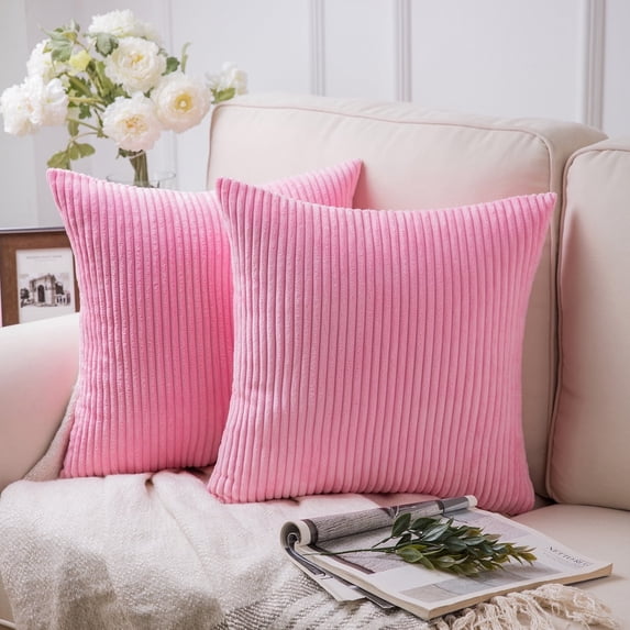 Phantoscope Corduroy Velvet Pillow Covers 20x20 Inches Pink