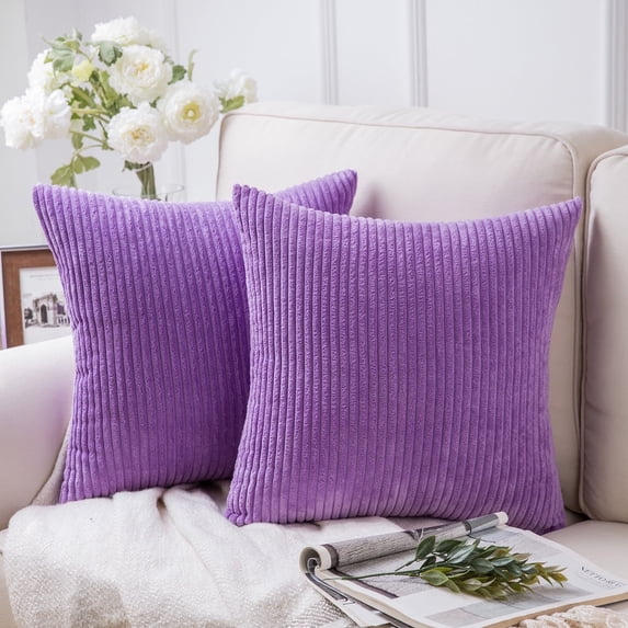 Phantoscope Corduroy Velvet Pillow Covers 20x20 Inches Violet