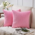 thumbnail image 1 of Phantoscope Fluffy Corduroy Velvet Solid Color Suqare Cusion Accent Decorative Throw Pillow Covers for Couch, 22" x 22", Pink, 2 Pack, 1 of 3