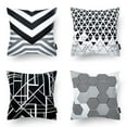 thumbnail image 1 of Phantoscope Geometric 100% Cotton Series Decorative Throw Pillow Cover, 18" x 18", Black, 4 Pack, 1 of 2