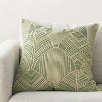 Phantoscope Geometric Chenille Embroidered Throw Pillow Classic Pattern Pillow, 20"x 20", Light Green, 1 Pack
