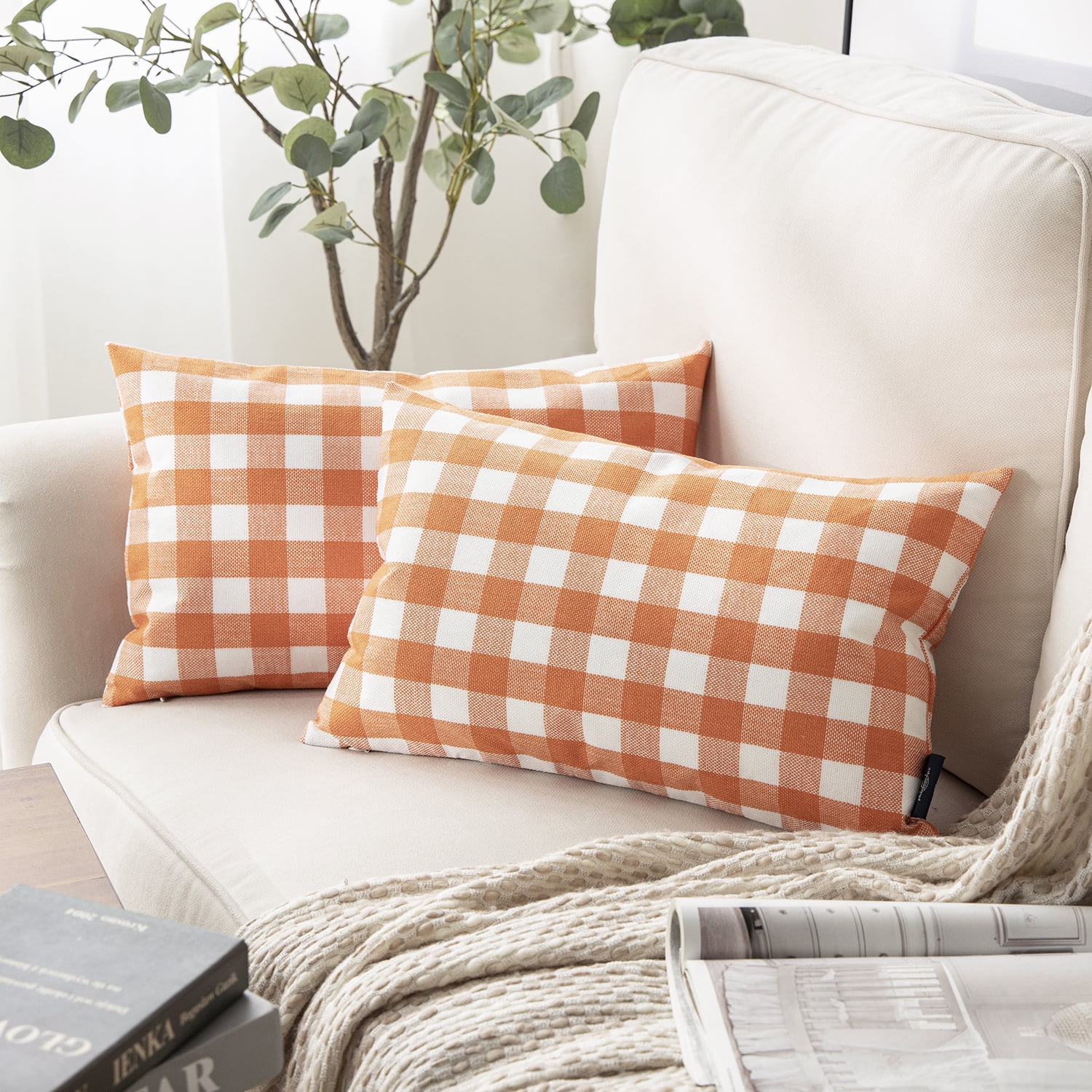 Phantoscope Gingham Checker Plaid Farmhouse Summer Square