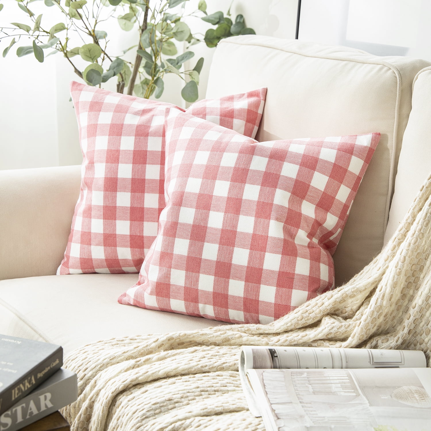 Pink buffalo check pillow discount