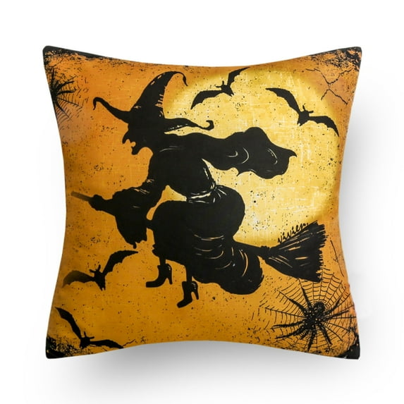 Phantoscope Halloween Holiday Collection Decorative Throw Pillow Cover, 18" x 18", Witch, 1 Pack