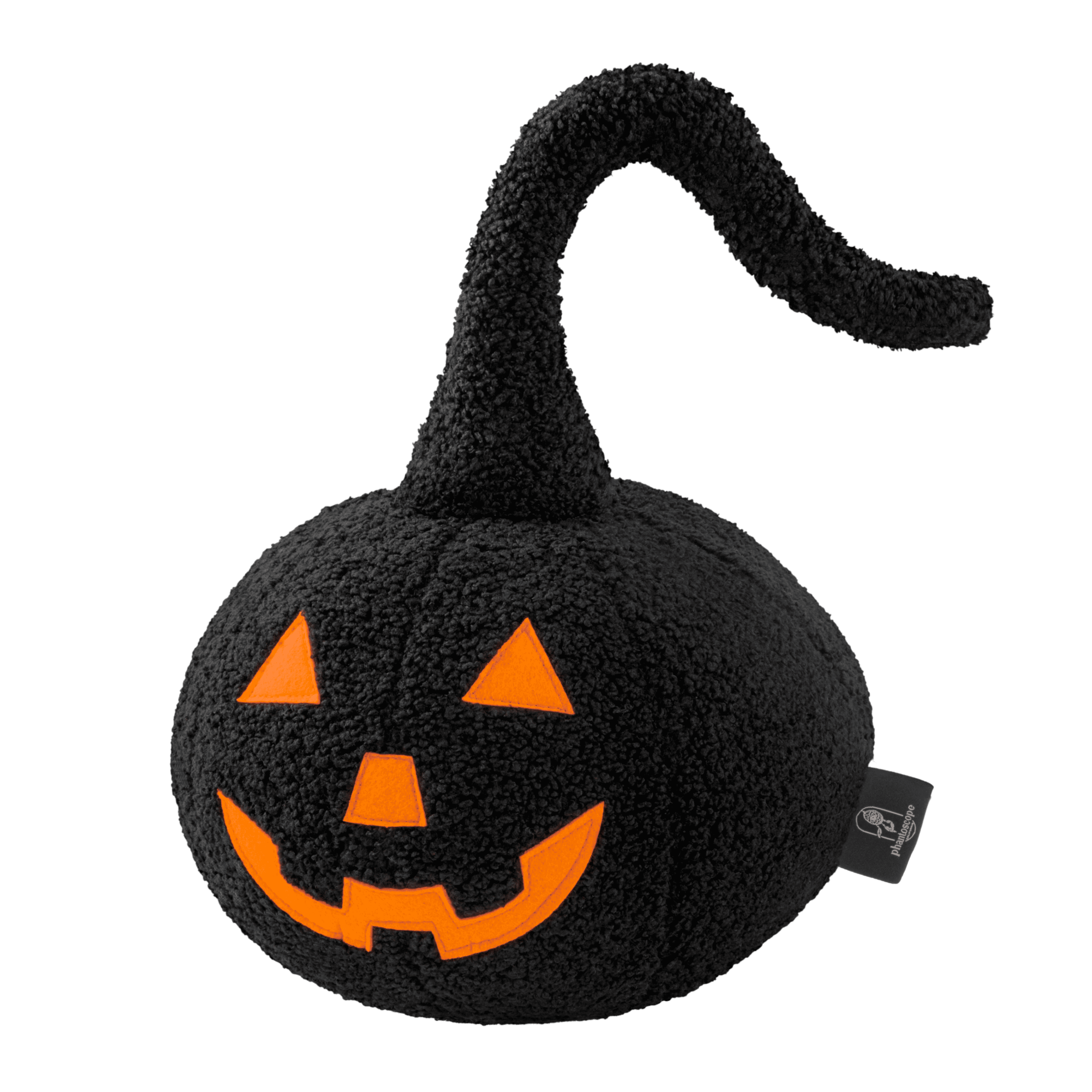 Phantoscope Halloween Pumpkin Shaped Throw Pillow, Jack-o’-Lantern Face, Soft Teddy Fleece Decorative Pillow, Black, 9.5 x 9.5 in