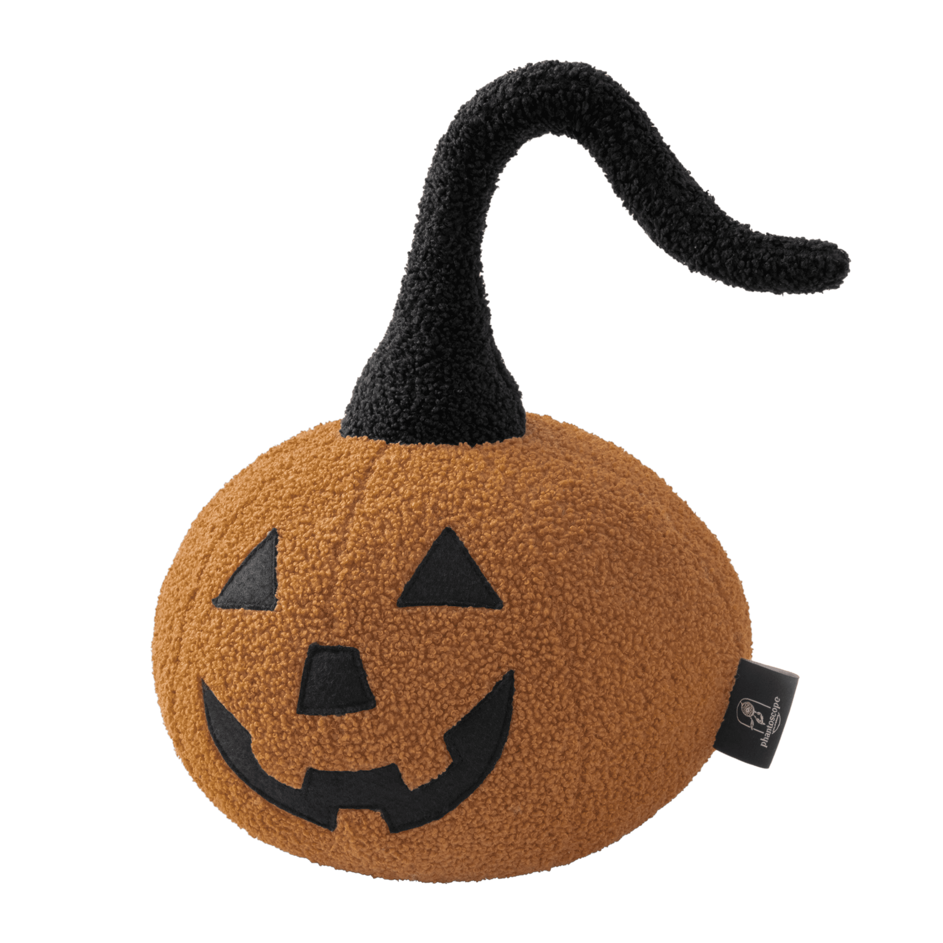 Phantoscope Halloween Pumpkin Shaped Throw Pillow, Jack-o’-Lantern Face, Soft Teddy Fleece Decorative Pillow, Orange, 9.5 x 9.5 in