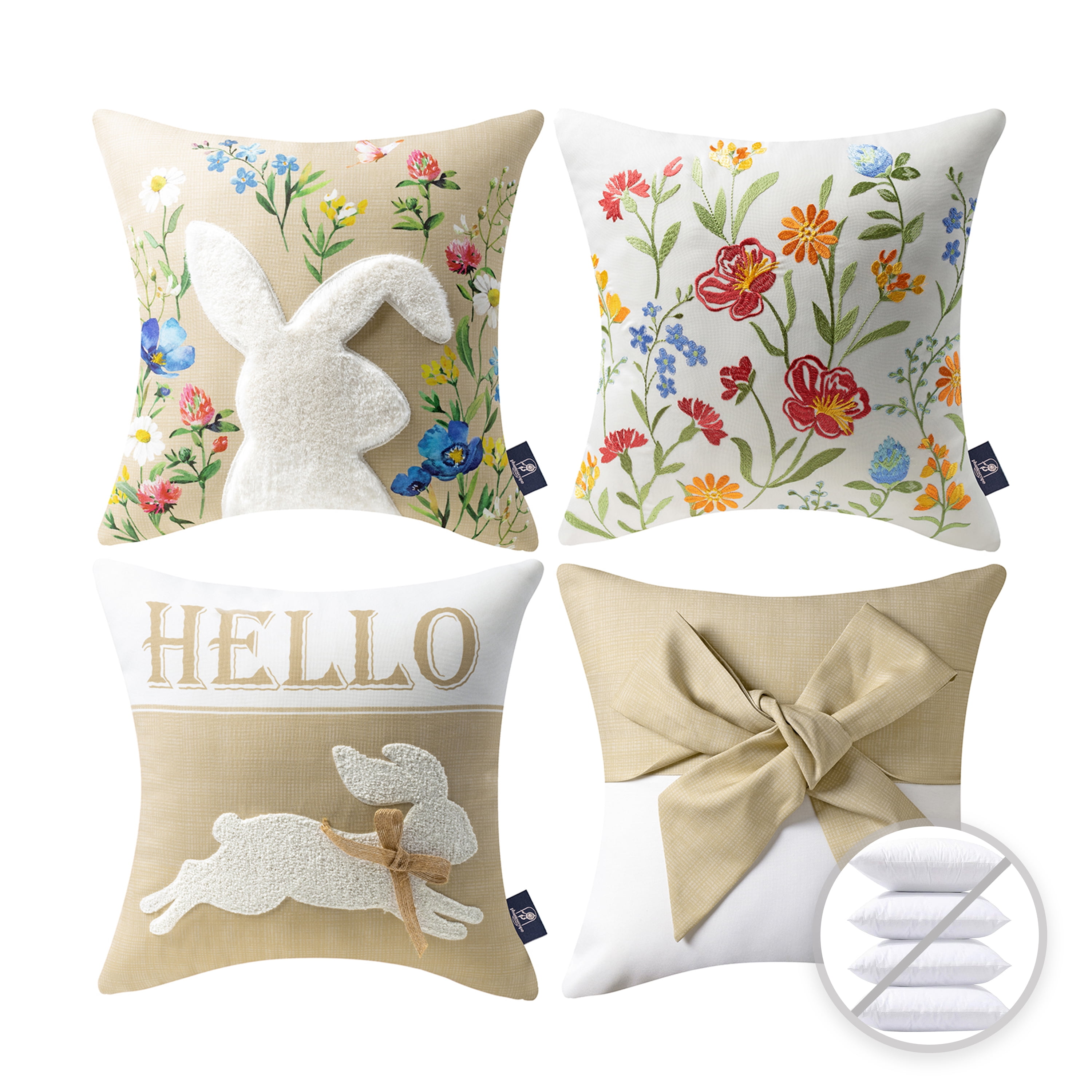 Phantoscope Happy Easter Series Embroidered Bunny with Bowknot Spring ...