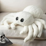 Phantoscope Happy Halloween Faux Rabbit Fur Spider Shaped Throw Pillow, White, 9 x 16 inch