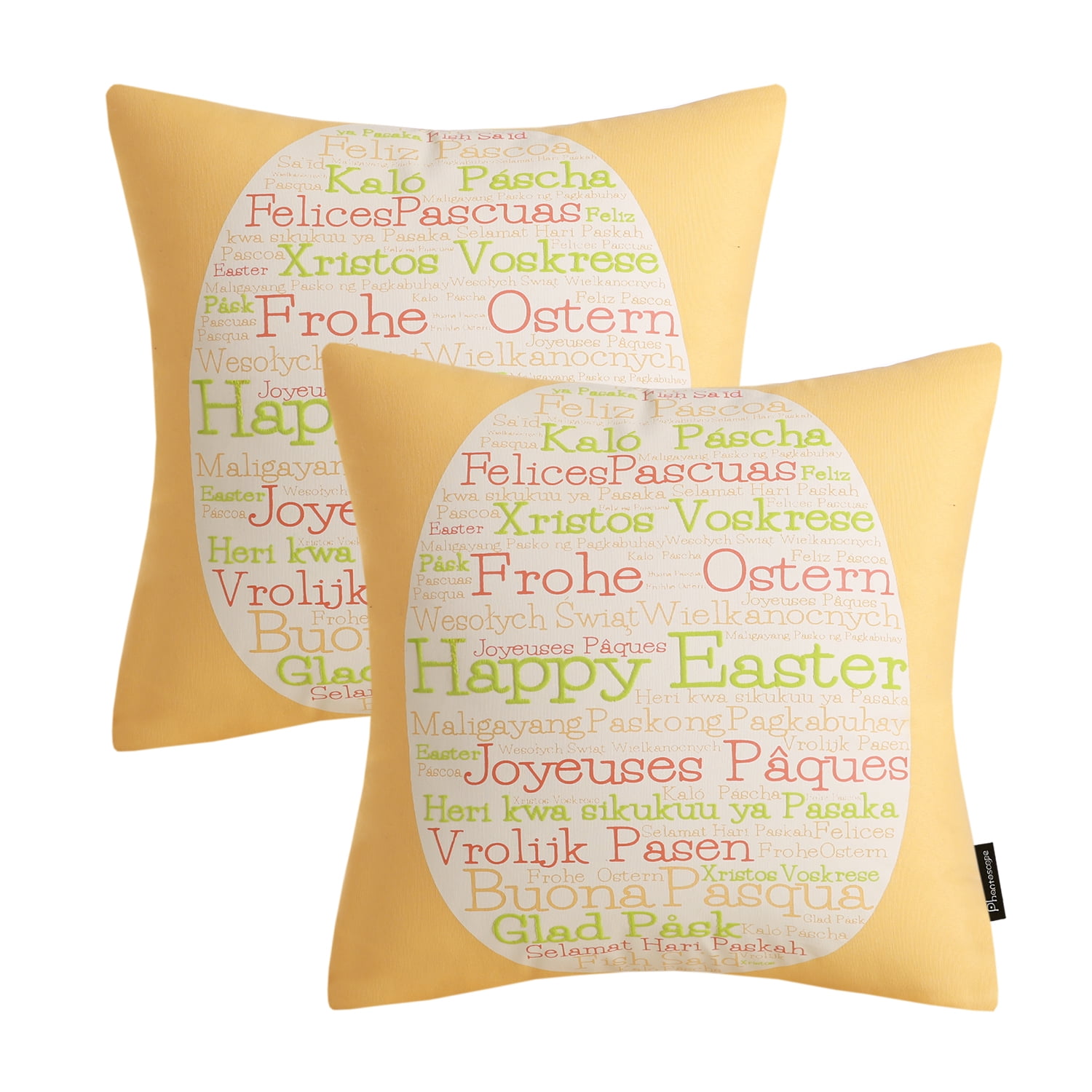 Phantoscope Hello Spring Series Easter Bunny Decorative Throw Pillow 18 x 18