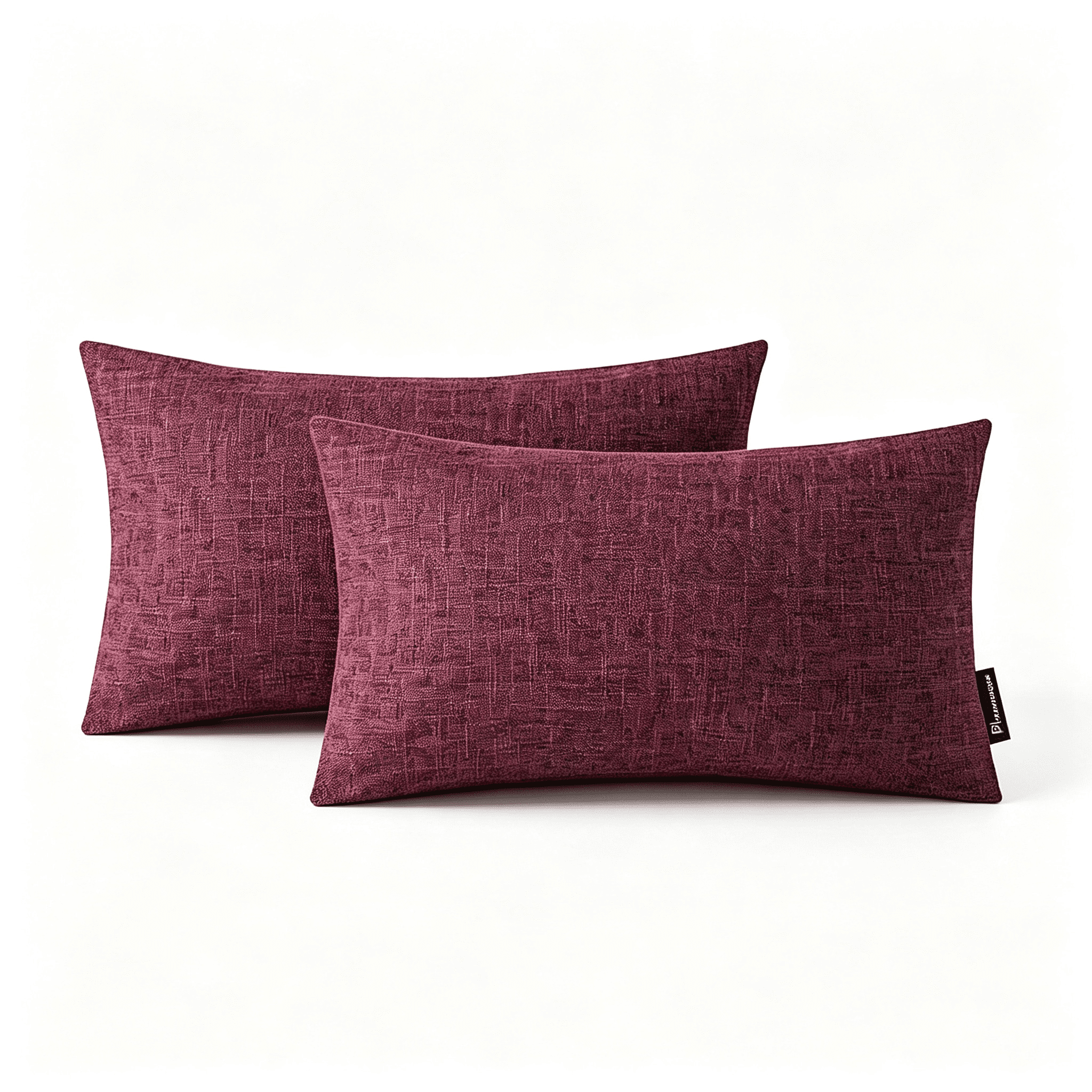 Phantoscope Linen-Look Decorative Throw Pillows with Inserts, 12 x 20 in, Dark Purple, 2 Pack