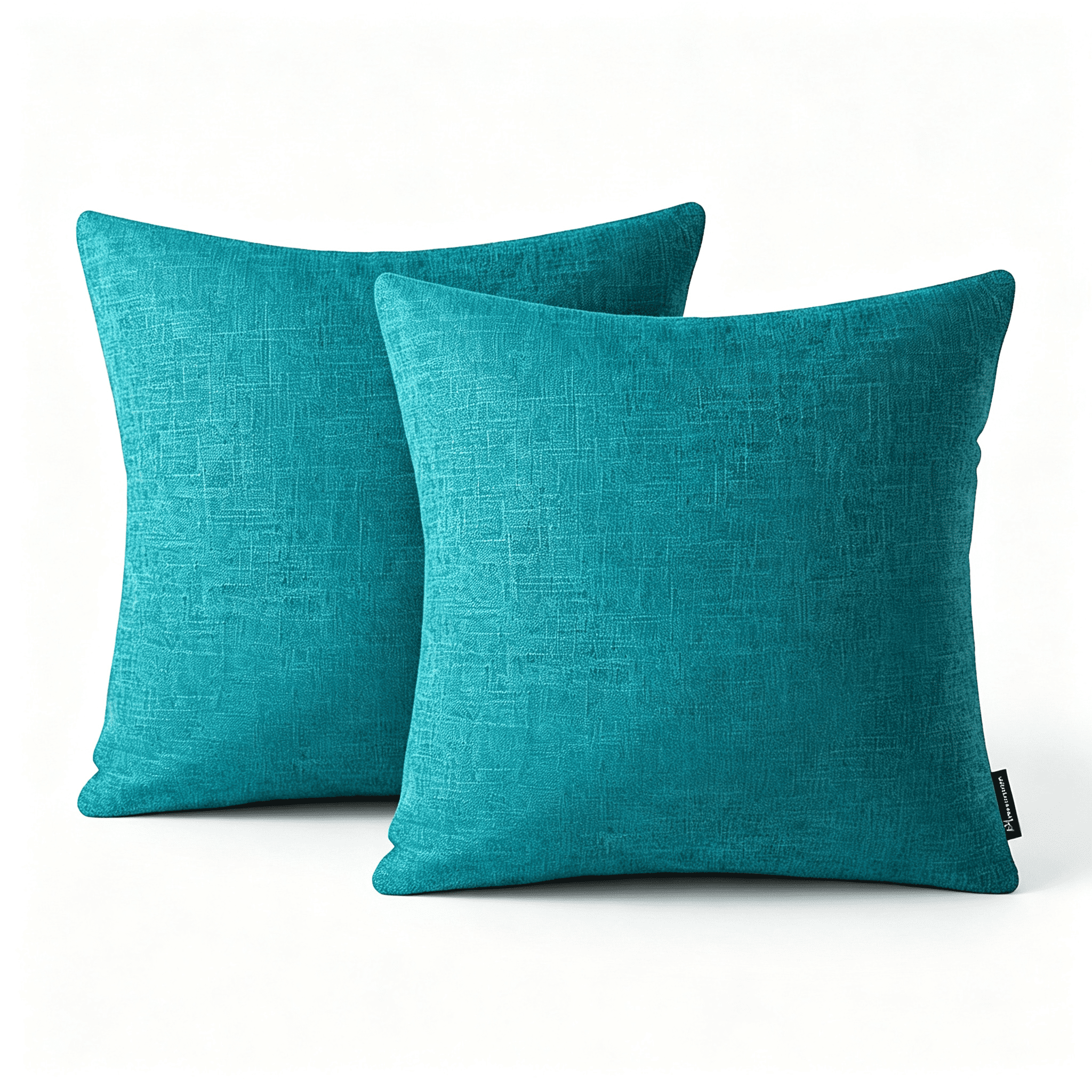 Phantoscope Linen-Look Decorative Throw Pillows with Inserts, 18 x 18 in, Lake Blue, 2 Pack