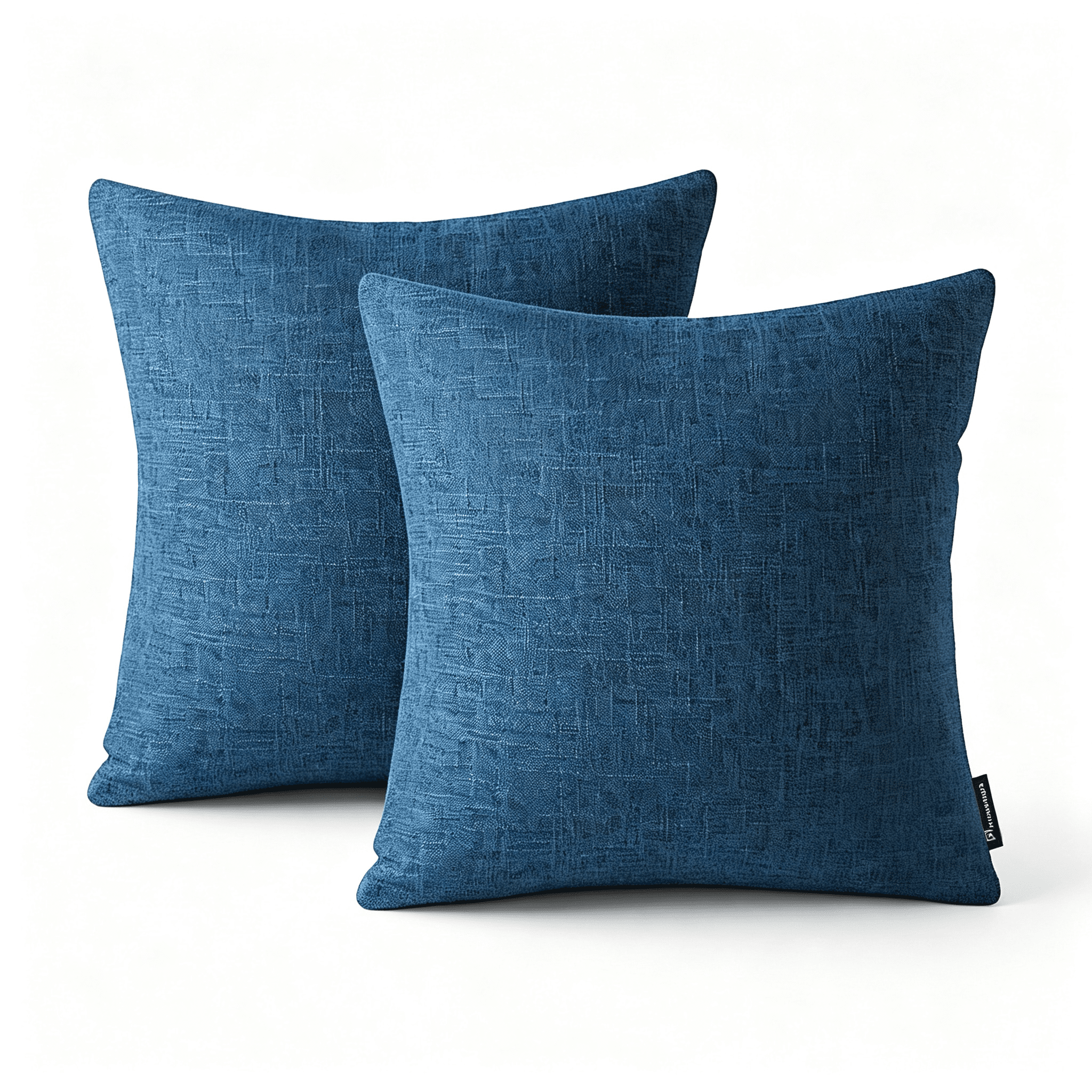 Phantoscope Linen-Look Decorative Throw Pillows with Inserts, 18 x 18 in, Navy Blue, 2 Pack