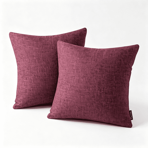 Phantoscope Linen-Look Decorative Throw Pillows with Inserts, 22 x 22 in, Dark Purple, 2 Pack