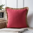 thumbnail image 1 of Phantoscope Linen Tassel Trimmed Farmhouse Series Decorative Throw Pillow, 18" x 18", Red, 1 Pack, 1 of 4