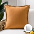 thumbnail image 1 of Phantoscope Linen Trimmed Farmhouse Series Decorative Throw Pillow, 20" x 20", Orange, 1 Pack, 1 of 5
