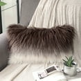 thumbnail image 1 of Phantoscope Merino Style Faux Fur Series Decorative Throw Pillow, 12" x 20", Brown/White, 1 Pack, 1 of 6