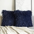 thumbnail image 1 of Phantoscope Merino Style Faux Fur Series Decorative Throw Pillow, 18" x 18", Navy Blue, 2 Pack, 1 of 4