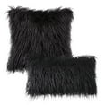 thumbnail image 1 of Phantoscope Merino Style Faux Fur Series Decorative Throw Pillow Bundle, 12" x 20"/18" x 18", Black, 2 Pack, 1 of 5