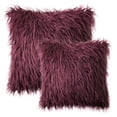 thumbnail image 1 of Phantoscope Merino Style Faux Fur Series Decorative Throw Pillow Bundle, 18" x 18"/22" x 22", Purple, 2 Pack, 1 of 4
