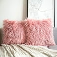 thumbnail image 1 of Phantoscope Merino Style Faux Fur Series Decorative Throw Pillow Cover, 18" x 18", Pink, 2 Pack, 1 of 4