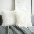 thumbnail image 1 of Phantoscope Merino Style Faux Fur Series Decorative Throw Pillow Cover, 18" x 18", White, 2 Pack, 1 of 4