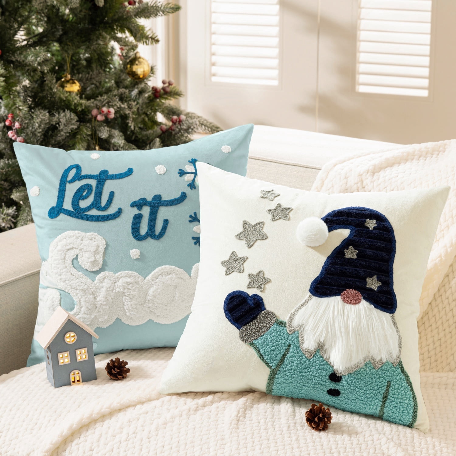 Phantoscope Merry Christmas Throw Pillow Covers with Christmas Snowman ...