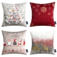 thumbnail image 1 of Phantoscope Merry Christmas Velvet Embroidered Decorative Throw Pillow, Red and Gray, 18" x 18",Set of 4, 1 of 5