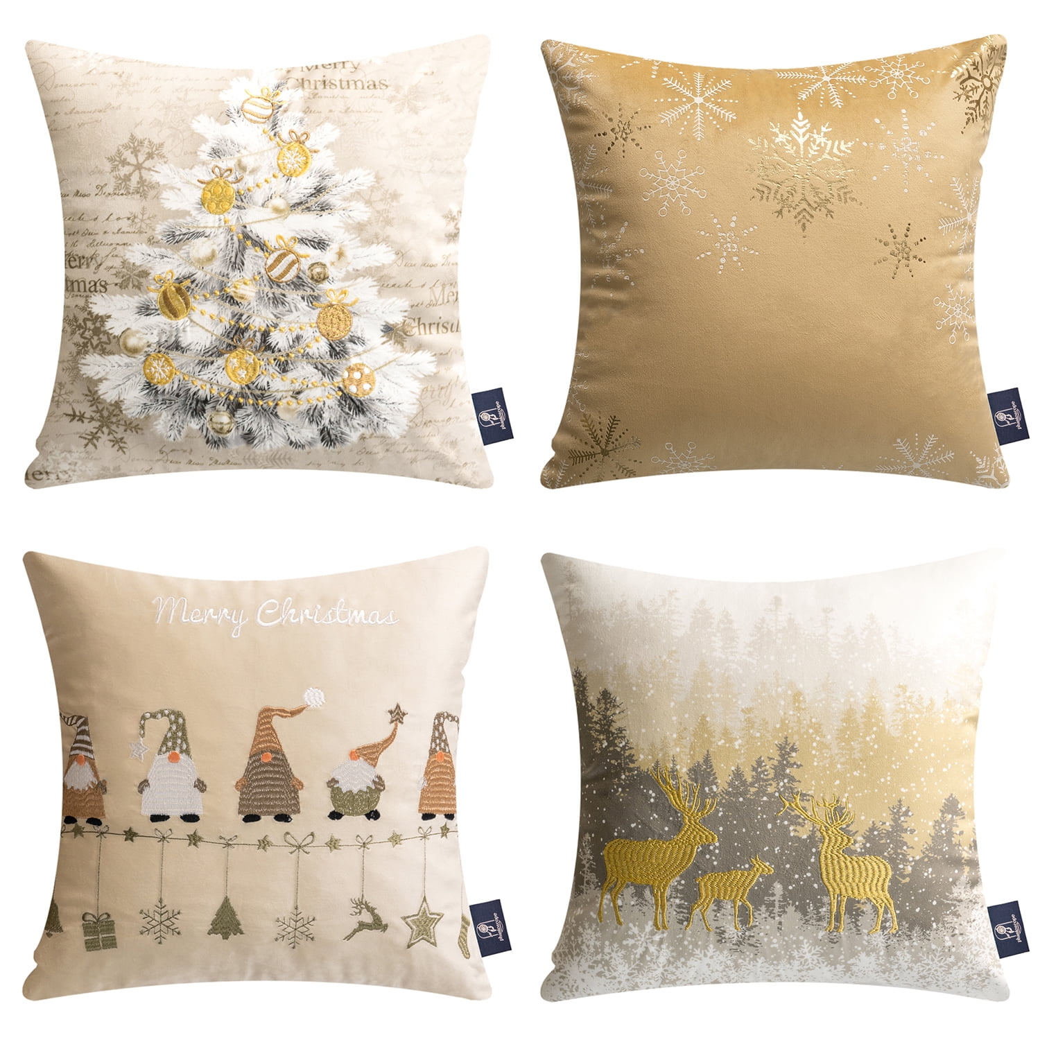 Phantoscope Merry Christmas Velvet Embroidery Decorative Throw Pillow ...