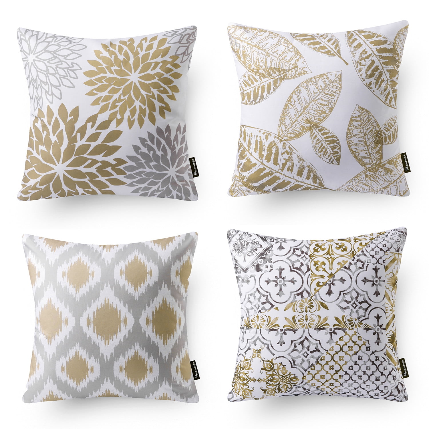 Phantoscope New Living Series Double-sided Design Decorative Throw Pillow Cover, 18" x 18", Brown, 4 Pack