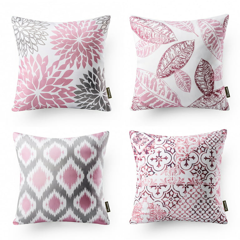 Upholstery Spotted Pattern 18x18 Pillow Cover - Pink, Red, Gray