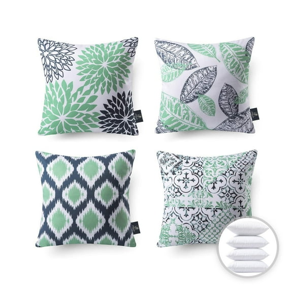 Phantoscope New Living Series Duplex Printing Decorative Throw Pillow, 18" x 18", Teal, Set of 4
