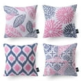 thumbnail image 1 of Phantoscope New Living Series Duplex Printing Decorative Throw Pillow Covers, 18" x 18", Pink and Blue, Set of 4, 1 of 6