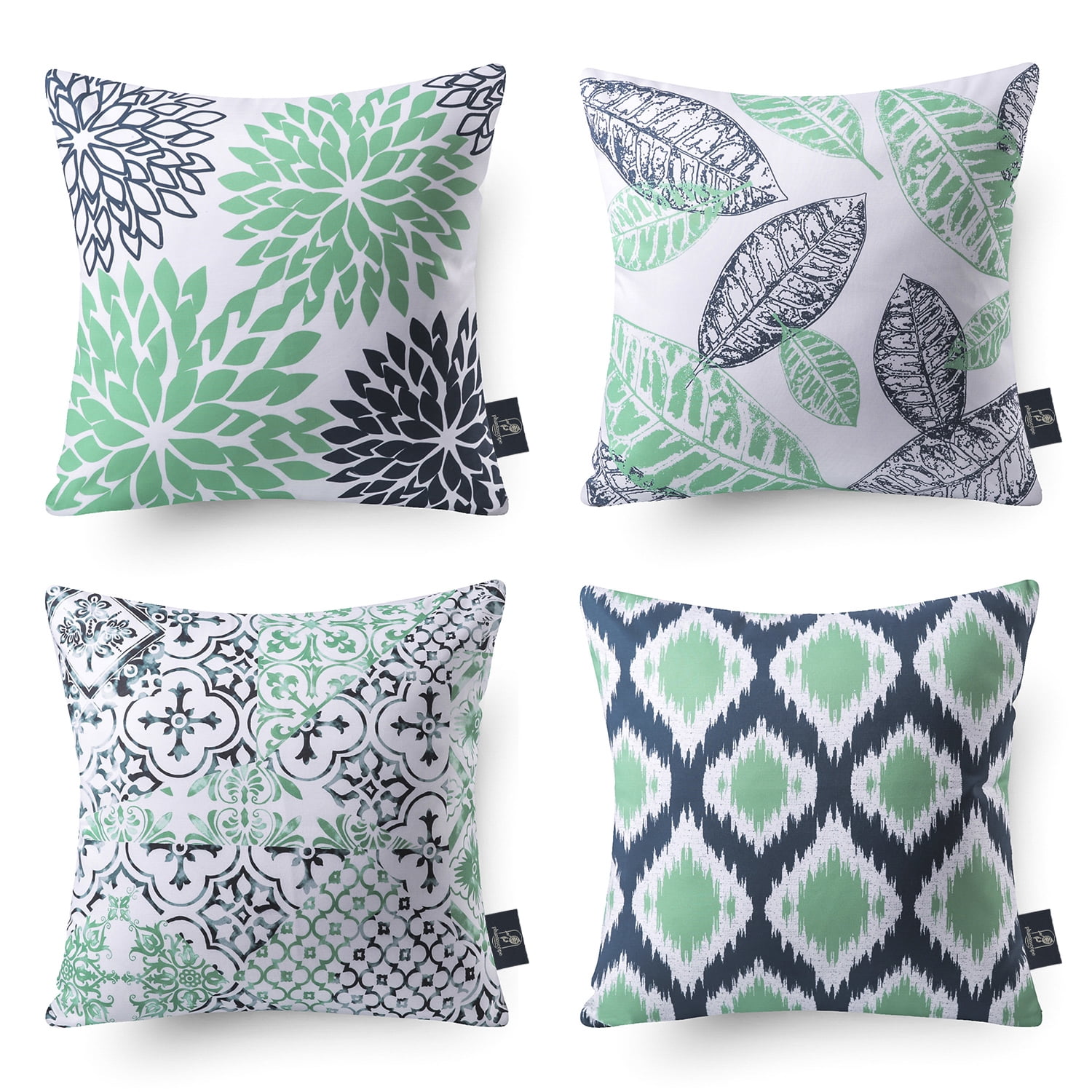 Phantoscope New Living Series Duplex Printing Decorative Throw Pillow Covers, 18" x 18", Teal, Set of 4
