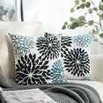thumbnail image 1 of Phantoscope New Living Series Square Decorative Throw Pillow Cover, 18" x 18", Blue/Black Flower, 2 Pack, 1 of 3