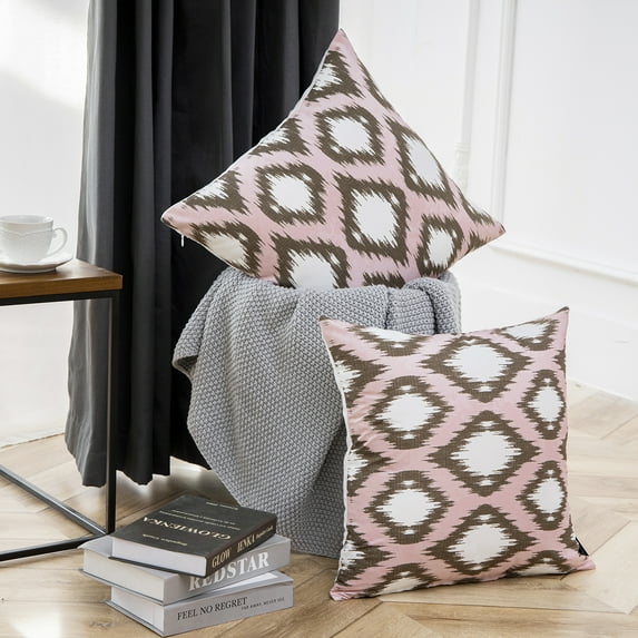 Phantoscope New Living Series Square Decorative Throw Pillow Cover, 18" x 18", Red Net, 2 Pack