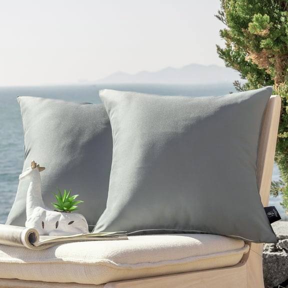 Phantoscope Outdoor Waterproof Decorative Throw Pillow, 20" x 20", Gray, Pack of 2