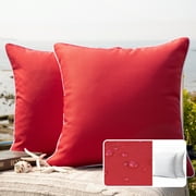 Phantoscope Outdoor Waterproof Decorative Throw Pillow for Patio, 18" x 18", Red, 2 Pack