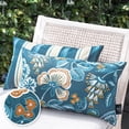 thumbnail image 1 of Phantoscope Outdoor Waterproof Floral Printed Decorative Throw Pillow Cover for Patio Garden, Dark Blue 12x20 Inch, Pack of 2, 1 of 7