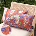 thumbnail image 1 of Phantoscope Outdoor Waterproof Floral Printed Decorative Throw Pillow Cover for Patio Garden, Orange Red 12x20 Inch, Pack of 2, 1 of 7