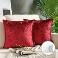 thumbnail image 1 of Phantoscope Patterned Velvet Tailored Edge Decorative Throw Pillow, 18" x 18", Red, 2 Pack, 1 of 5