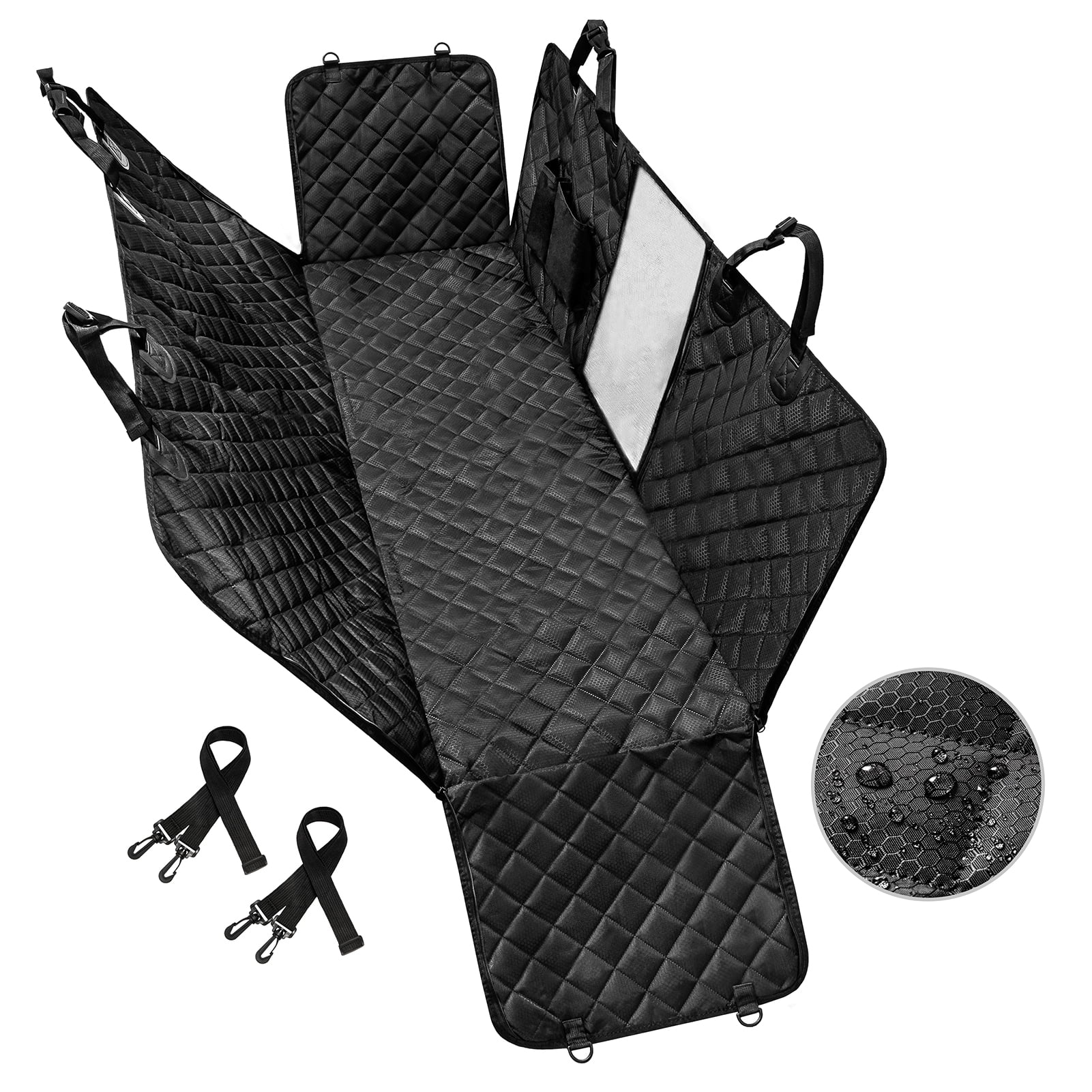 Phantoscope Pet Car Seat Cover, Waterproof & Scratch-Resistant, Non-Slip Seat Protector for Dogs & Cats, Protects Against Dirt & Pet Hair, Black, 54 x 58 in