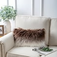 thumbnail image 1 of Phantoscope Plush Faux Fur Full Throw Pillow with Insert, 12"x20", Coffee and White, 1 Pack, 1 of 6