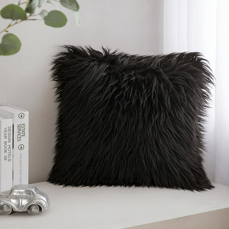 Phantoscope Mongolian Fluffy Faux Fur Throw Pillows, 18 x 18